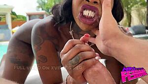 How does it feel getting interracial creampie poolside from a slut?