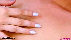 sexy 18+ blonde teen shows off her cute body on sofa for daddy