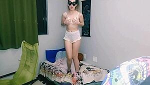 naughty skinny teen student plays with tight pussy so fun!!