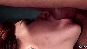 tied tits redhead gets her ass trained hard in rough bondage fuck session