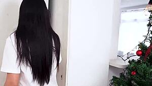 God, fucking this sexy latina neighbor's face in the shower with my monster cock feels amazing