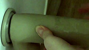 brunette hairy anus gapes wide from big dildo anal masturbation in heels