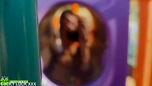 Ever fucked a big booty black milf like Nicole Santana in a playground car? Her fat ass bent over doggystyle moaning for that monster BBC