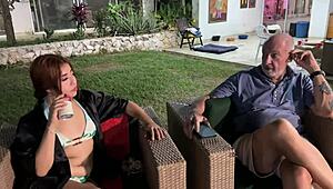 imagine old cuckold staring while muscular thief pounds young 18+ wife angel cruz in garden