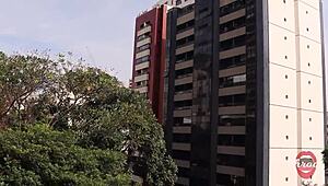 Otaku Teen Deepthroats Dripping Blowjob on Apartment Balcony POV