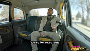 sexy athletic redhead in taxi gives sloppy blowjob and bends over for doggystyle pounding