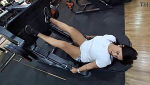 hairy pussy amateur slut fingers herself deep then bends over for public doggystyle fuck