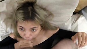 i buy lingerie for indonesian wife, she deepthroats but spits my cum load