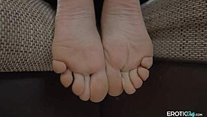 Gorgeous femdom slave spits on toes while you jerk off to her bare feet humiliation