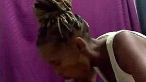 yo check this black 18+ cutie slurping white guy's cock with her perfect big tits