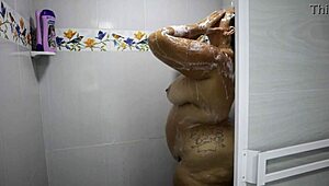 curvy latina bbw with huge tits showers tight pussy doggystyle