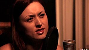 A brunette milf and redhead lesbian kiss then finger trimmed pussies to muff diving orgasms