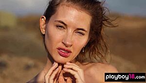 extra skinny russian brunette taya vai poses nude outdoors