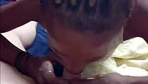 yo check this black 18+ cutie slurping white guy's cock with her perfect big tits