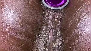 anal plug slips in easy, watch my pussy squirt wildly