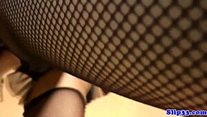 Teen Rubs Pussy on Milf Before Riding Old Man Cock