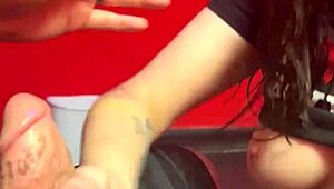 Sexy Wife Deepthroats Hubby’s Cock in Public Sex Shop Outfit