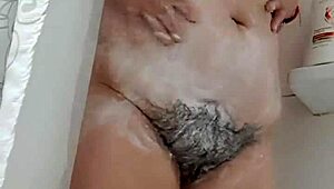 stepmom shows off her hairy pussy and big tits 😍 chubby latina in lingerie teases beaver and curvy ass
