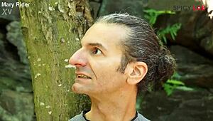 Redhead milf sucks cock then takes outdoor facial cumshot from stranger