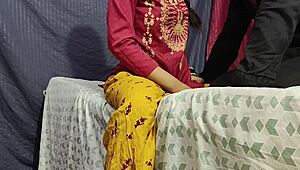 Indian aunty dominated blindfolded spit on gets fucked hard by young boy in bdsm session