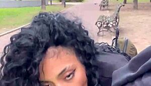 gulping cum daytime in buenos aires public park