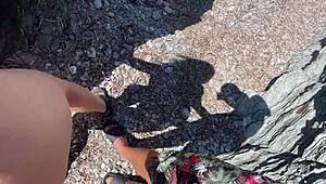 horny skinny couple bangs doggystyle on beach vacation cum covered quickie