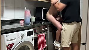 damn while im on phone with bf stepdad eats my shaved pussy fucks hard creampie inside