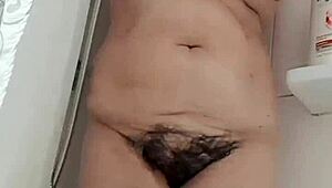 stepmom shows off her hairy pussy and big tits 😍 chubby latina in lingerie teases beaver and curvy ass