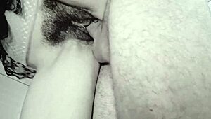 close-up creampie as horny chubby hairy wife rides fat cock