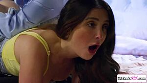 babysitter licks boss's pussy and slaps her tits