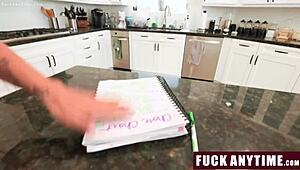 roommate grabs bored teen for quick pussy lick then fucks her cowgirl style in dorm