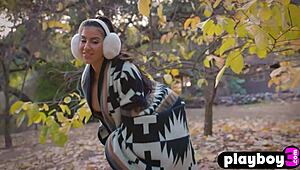 sexy big tits babe strips teasing her curves