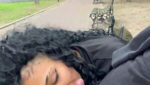 gulping cum daytime in buenos aires public park