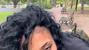 gulping cum daytime in buenos aires public park