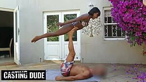 Hot ebony pool girl skips swim for sloppy deepthroat on big fat dick