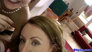 busty teen and milf fight over old man's cock in steamy threesome share 🔥👅