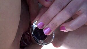 whoa check this milf slamming glass dildo outdoors 😱🔥