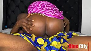 Ebonys deep cowgirl ride on huge black cock ends in massive cum explosion