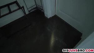 Skinny 18+ Stepsis Deepthroats Pervy Stepbro's Cock While Spied On