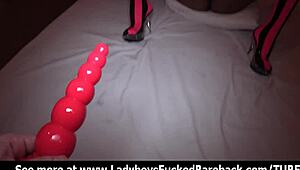 Thai ladyboy Kyrha's tight ass gaped double by monster cocks bareback closeup