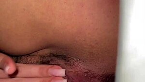 gorgeous hairy babe spreads wet pussy wishing for monster cock to fill her