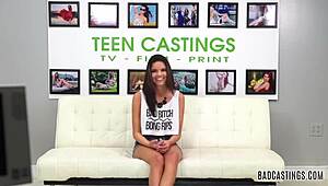 Watch this sexy brunette babe get bound and fucked hard in casting