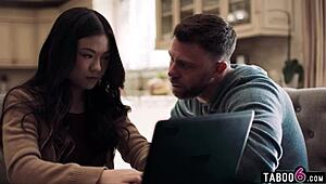 Asian Teen Lulu Chu Listens to Milf Slimthick Vic Fuck Roommate Seth Gamble