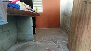 my wife left and the hot short maid grabbed my cock shoved it in her around the house