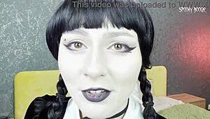 sexy goth wednesday joi shoejob then deep suck to explosion 👠💦