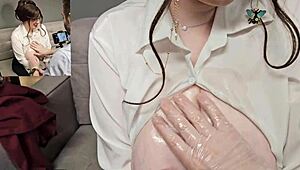 i'm kimmi the secretary with huge natural tits ready for my oily interview