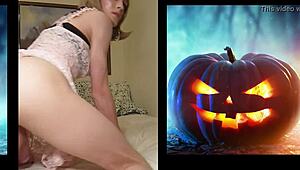 my huge cock throbs for halloween shemale cumshot explosion