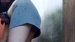 my wife left and the hot short maid grabbed my cock shoved it in her around the house