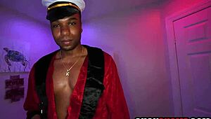 wife takes bbc pounding while cuck hubby watches halloween party. egyptian bunny costume action