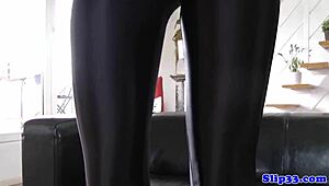 posh uk teen 18+ teases old man's cock in glamour pov stockings